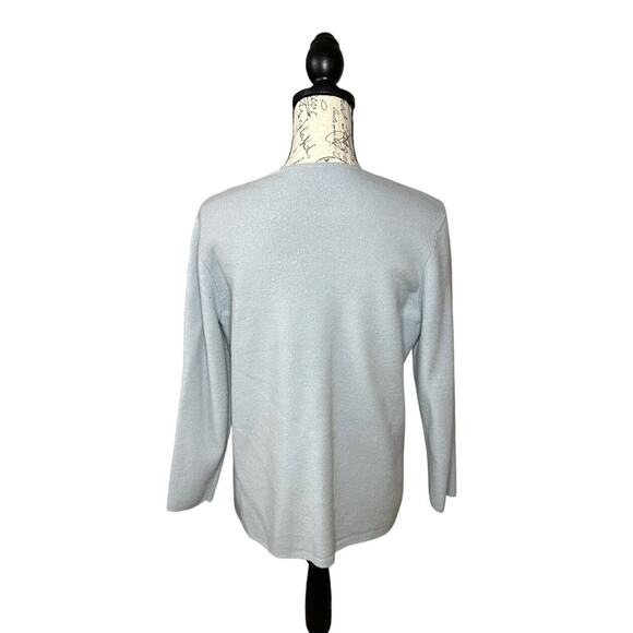 Anne Klein Light Blue Cardigan Hook & Eye Closure Sweater 100% Merino Wool XL - Picture 4 of 9